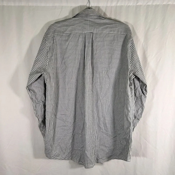 LL Bean Dress Shirt Men's Medium White Blue Button Up Long Sleeve 100% Cotton - Picture 5 of 7